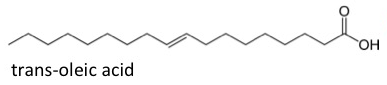 This image is of trans-oleic acid: CCCCCCCCC=CCCCCCCCC(=O)O